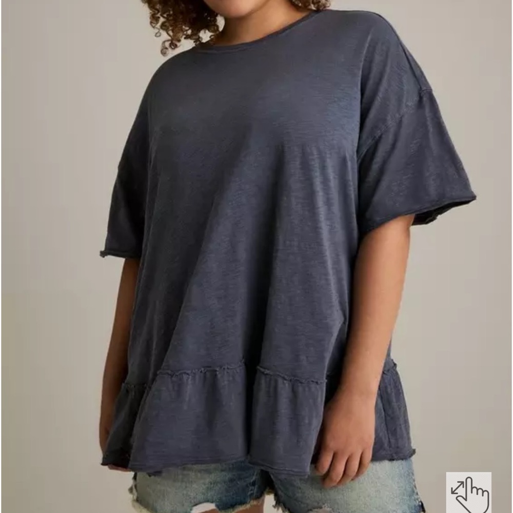 NWT Torrid Festi Blue Oversized Tiered Tee Size 2